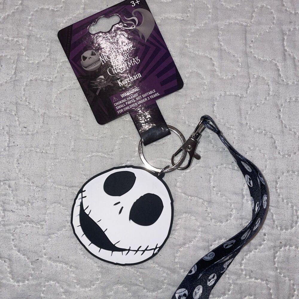 NEW Disney Nightmare Before Christmas Jack Head Keyring Keychain Wristband Strap